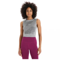 Icebreaker Women's Zoneknit Cropped Bra-Tank Geodetic - Sport-BH -Berg Freunde Bekleidung Geschaft icebreaker womens zoneknit cropped bra tank geodetic sport bh detail 3